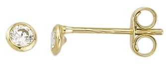 Ohrstecker Ohrringe in runder Form mit Stein in Echt 585 Gold klassische, schlichte Ohrringe Ohrschmuck mit Zirkonia Steine Damen Schmuck Goldstecker in Gelbgold inkl. Schmucketui | JC Trauringe 8529