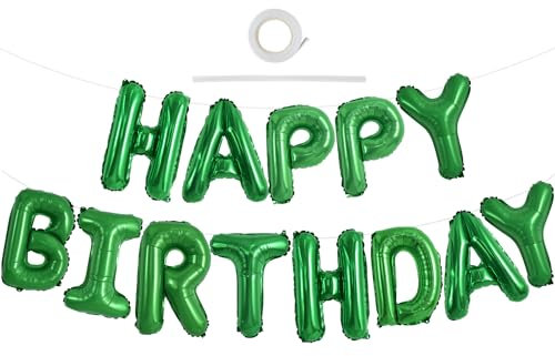 TONIFUL Grün Happy Birthday Ballon Girlande,16 Zoll Grün Folie Happy Birthday Folienballon Luftballon Geburtstagsballon Banner Helium Ballon für Geburtstag Party, Geburtstagsbanner