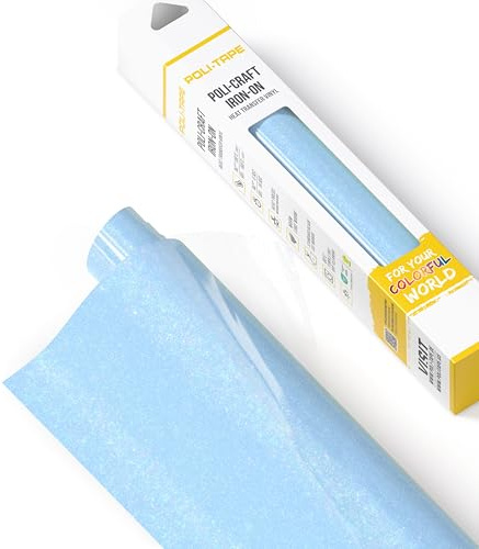 POLI-FLEX® PEARL GLITTER® - Glitzerfolie für Textilien – Flexfolie mit Glitter-Effekt zum Aufbügeln, Plotterfolie für DIY Shirts, Neon Blau, 30,5 cm x 61 cm