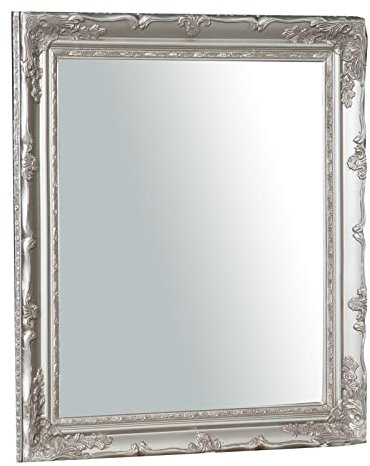Biscottini Specchio Vintage da Parete L64xPR4xH74 - Specchio Shabby Argento Anticato - Specchiera Bagno a Muro - Specchio da Parete Argento