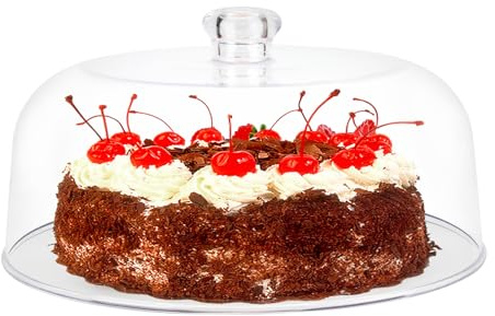 KVMORZE 11 Inch Clear Cake Dome Cover, Acrylic Round Cake Stand Cover, Pastry Display Cloche for Food Plastic, Cake Cover Lid for Cake Stand Cake Plate Display Serving Platter, without Base