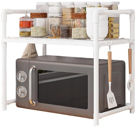 Soporte para microondas para encimera, estante de panadería de cocina - Estantes de cocina, organizador de encimeras - Soporte de almacenamiento resistente para microondas para encimera de