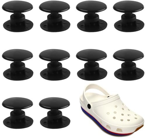 16mm Black Strap Rivets, 10 Pcs Black Screw Rivets, Plastic Shoes Charm Backs Button Replacement Parts for Beach Shoe Garden Shoe Flower Shoe Fixed Shoe Buckle Clog Shoe Strap Repair