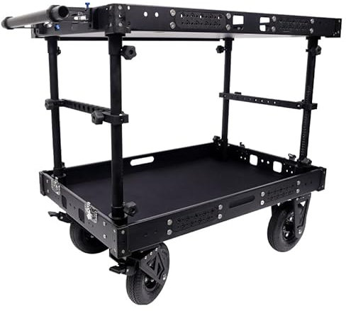DFCINE Videocamera Carrello: Capacità di Carico 300kg/660lb - Postazione di Lavoro Mobile Pieghevole con Ruote da 8, Sistema di Rotelle a Rilascio Rapido, Alluminio CNC, NERO (TITAN-CART)