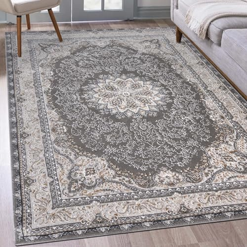 Mazovia Groß Teppich Wohnzimmer 160x230cm Anthrazit Grau Klassisch Weich