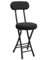 WBQYIMF Sgabello Pieghevole con Schienale, Sgabello da Bar Pieghevole Portatile Rotondo Imbottito in Pelle Artificiale for Cucina(Zwart)