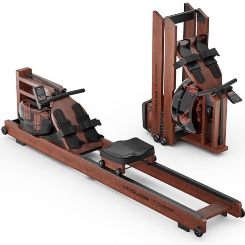 YOSUDA Wasser-Rudergerät für Zuhause, rudergerät klappbar 180°aus Massivholz, 182 kg Gewichtskapazität mit speziellem Monitor und Bluetooth-App, sehr leise,bequemer Sitz