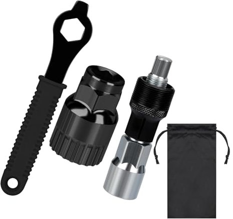 QMLING Kurbelabzieher Fahrrad und Tretlager Werkzeug, Fahrrad Kurbelabzieher mit 16 mm Schlüssel, Fahrrad Innenlager Entferner mit Aufbewahrungstasche Geeignet zum Entfernen der Fahrradkurbel