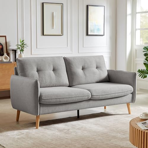 Sicaan Skandinavisches 2-Sitzer-Sofa CHLOÉ aus hellgrauem Stoff