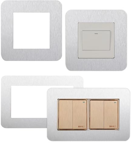 Lichtschalter-Umrandung, Lichtschalter-Abdeckplatten, Wandsteckdosen-Aufkleber, Einfassung, einzelne Lichtschalter-Abdeckung für Heimdekoration (8,6 x 8,6 cm, 9 x 17,5 cm), 4 Stück