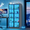 yoofun 65 Display Cabinet with Acrylic Double Doors with Lights, 5 Tier Curio Tall Storage Cabinet with Adjustable Shelves, Transparent Figures Display Case for Living Room Office (Grey)