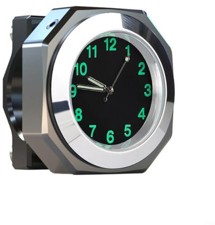 BlissfulAbode Motorrad-Lenkeruhr aus Aluminiumlegierung, wasserdicht, Quarzuhr, leuchtende Halterung, 22–28 mm, IPX7, 3,3 cm Durchmesser (weiß)