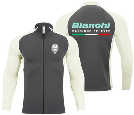 QUIFUN Rennrad Trikot Herren Reißverschluss Bi-anc-hi, Fahrradshirt Herren Atmungsaktiv, Fitness, Bewegung, Laufen, Wandern, Fahrradanzug(Grey,L)