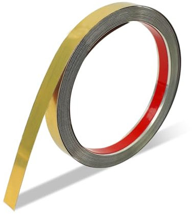 Metallband Selbstklebend, Edelstahl Gold Zierleisten Selbstklebend, Edelstahlformleiste 5m lang, 1,5cm Breit für Kantenschutz Wand, Türrahmen, Fliesen