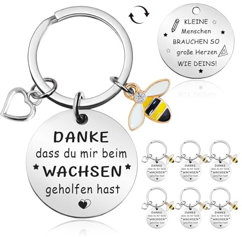 Luckeey 6 Stück Abschiedsgeschenk Erzieherin, Dankeschön Erzieherin Schlüsselanhänger, mit Danke dass du mir beim wachsen geholfen hast und KLEINE Menschen BRAUCHEN SO große Herzen WIE DEINS