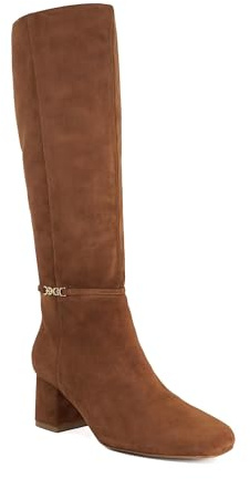 Dune London Ladies SANNA Snaffle Trim Knee High Block Heeled Boots Size UK 5 Suede Knee High Boots