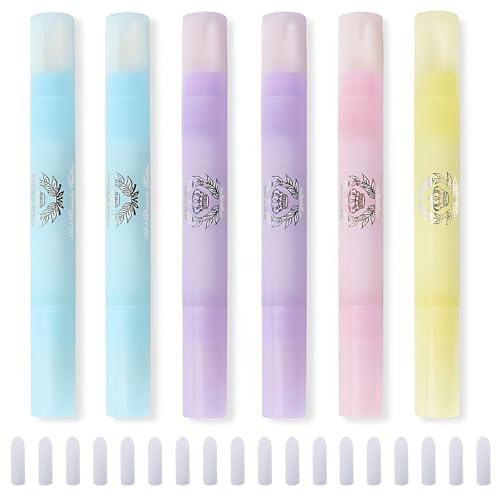 6 Stück Nagellackentferner Stift mit Baumwollköpfen, Nagellack Korrekturstift, Professioneller Nagelkorrekturstift, inklusive 18 austauschbaren Ersatzspitzen