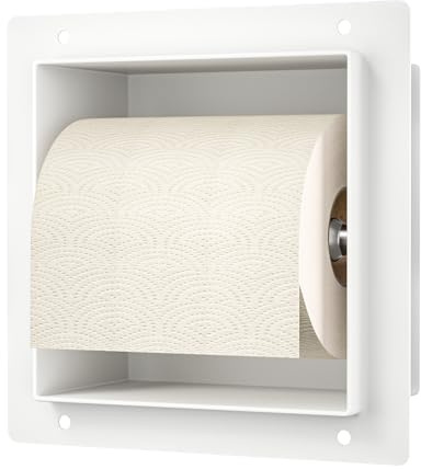 Bernkot Unterputz Toilettenpapierhalter für den Badezimmerausbau, Weiß | Unterputz-Modul aus 304 Edelstahl für das Badezimmer Halterung, 14.5×14.5×8.7cm, Klopapierhalter für die Renovierung