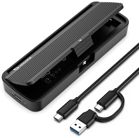 xiaobi NVMe SSD Enclosure, Tool-Free Installation, Sandwich Style Design | USB 3.2 Gen 2 (10 Gbps) to M.2 NVME M-Key/(B+M) Key SSD Adapter Support UASP and Trim, for SSDs 2230/2242 /2260/2280