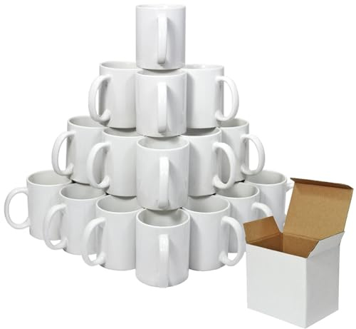 720 Tazas Sublimación 325ml/11oz | Cerámica AAA c/Cajas Individuales | Acabado Blanco Brillante p/Impresión con Planchas Térmicas | Aptas Lavavajillas-Microondas | Perfectas Producción a Gran Escala