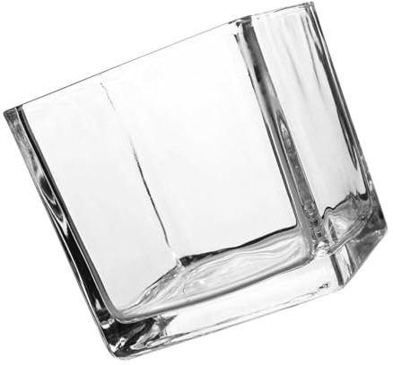 Hydroponische Vasen aus Dickem Glas, Quadratisch, Transparent | Kleine Glasvase für Hydrokulturblumen, 1 Stück, Flacher Boden, Modern, Minimalistisch, für Balkon
