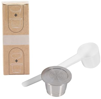 Capsule de café réutilisable rechargeable en acier inoxydable avec cuillère, dosette de café écologique et durable pour machines, acier inoxydable 304 de qualité alimentaire 3,7