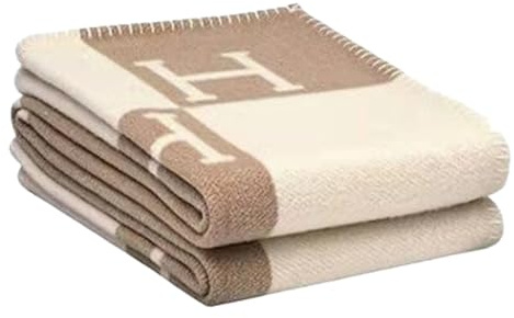 Neksong Crystalli Elegante WOL-Kaschmir-Decke - Isabelle, Luxus Wolledecke für Sofa & Bett, 130x180cm (Khaki)
