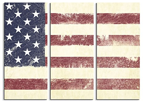 Paul Sinus Art 3 teiliges Leinwandbild gesamt 130x90cm Bild der USA Flagge