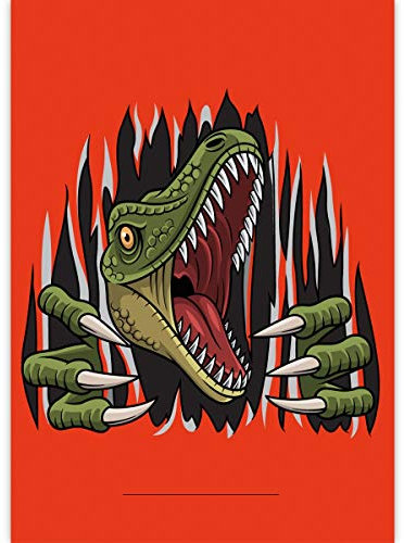 1 Cooler Dinosaurier DIN A3 Malblock mit Raptor auf rot • Zeichenblock Skizzen-Block 25 Blatt weiß, kopfverleimt, holzfreies Qualitäts-Papier 100g/m² - für Schule, Basteln, Hobby