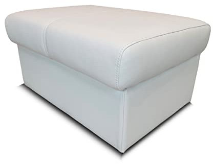 Quattro Meble Weißes Echtleder Hocker aufklappbar mit Stauraum Sitzhocker Rindsleder Sitzwürfel 75x55 Fußhocker Polsterhocker Echt Leder Puff