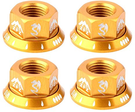 Tenlacum Durable Track Wheel Nuts Bicycle BMX Fixie M10 Axle Screw for Rear Hub (4 pieces) (Gold)
