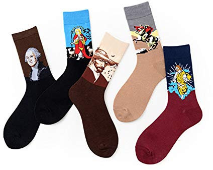 Martin Kench Herren Berühmtes Gemälde Kunst Socken Retro Stricken Mehrfarbig Witzige Baumwolle Muster Socken 5 Paar