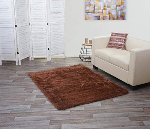 Mendler Teppich HWC-F69, Shaggy Läufer Hochflor Langflor, Stoff/Textil flauschig weich 160x120cm - Dunkelbraun