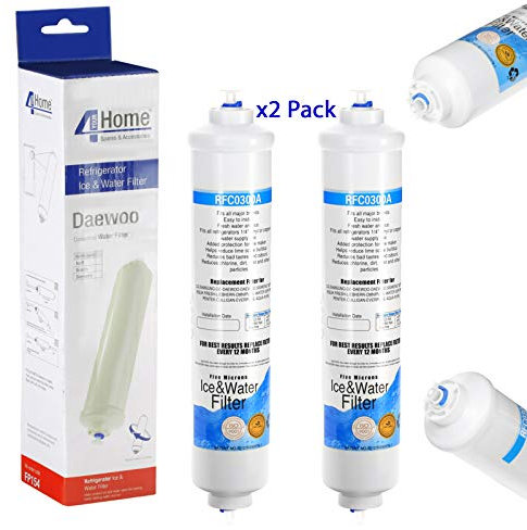 4yourHome Universal External Fridge Water Filter fits Samsung LG GE Daewoo Rangemaster Beko Haier etc Fridge Freezer - Replaces External Filters only x2 Pack