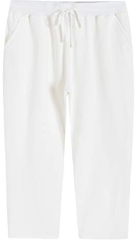 Weintee Women's Knit Sweatpants Capri Pants with Pockets 3X White