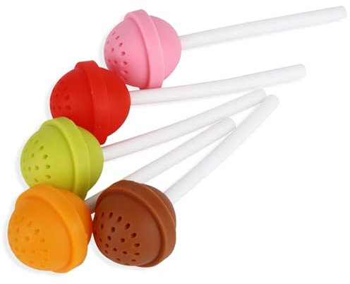 infusionador/colador te/filtro te/infusores de te 5 piezas, hojas sueltas infusor de té con forma de piruleta y colador de té de silicona para oficina en casa