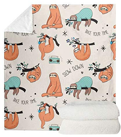 chaqlin Lustige Faultier-Decke, weich, Bettbezüge für Kinder, Überwurf, Decke, Büro, Sofa, Stuhl, Bettwäsche, Couch für Outdoor, Reisen, Camping, 114 x 152 cm