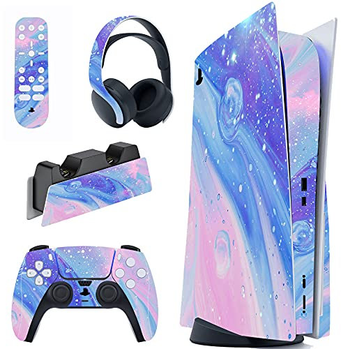 PlayVital Skin für ps5 Konsole Regular Edition,Aufkleber Vinyl-Skin Stickers Schutzfolie Folie für PS5 Konsole,Controller,Ladestation, Headset,Medienfernbedienung-Traumreise