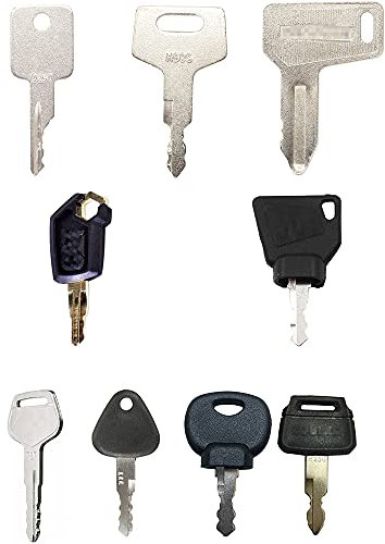 9-teiliges Zündstarter-Schlüssel-Set für Landwirtschafts-/Baggermaschinen für Raupe, Hitachi, Kobelco, Komatsu, Kubota für Bagger, Pflanze, Dumper, Traktor, Planierraupe, Walze