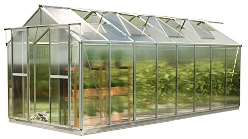 GFP Gewächshaus Saphir 8 aus Alu 259x513 cm ca. 6 mm Doppelstegplatten mit Fundamentrahmen, automatischer Fensteröffner Transparent