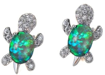 HCMA Orecchini a Forma di Tartaruga Ovale Blu Viola sfumato con zirconi Arcobaleno in Pietra per Gioielli Moda Donna Orecchini di Cristallo Multicolori Regalo