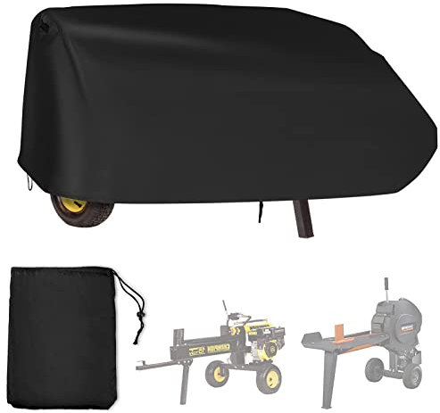 Outdoor Log Cover 83 x45 x39 Inch, Waterproof Heavy Duty Wood Cover, 420D Oxford Fabric, Windproof Elastic Hem, Adjustable Strap and Storage Bag, for 15-40 tons Log Splitters