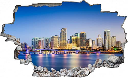 3D-Effekt Wandtattoo Skyline-Stadt Aufkleber Durchbruch selbstklebendes Wandbild Wandsticker Stein Wanddurchbruch Wandaufkleber Tattoo, Größe 52x78cm