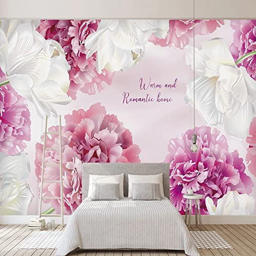 ASXTY Tapete 300x210 cm - 6 Streifen Rosa Nelke Vlies Fototapete Wohnzimmer Wandtapete XXL Büro Moderne Wanddeko Schlafzimmer Flur Wandkunst TV-Hintergrund Tapeten