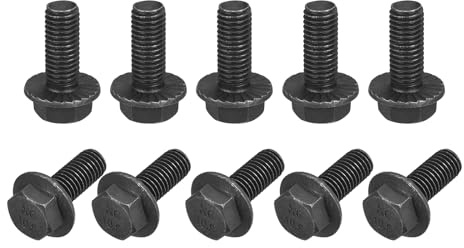 sourcing map M10-1.5x25mm Hex Serrated Flange Bolts 10.9 Grade Carbon Steel Screws 10pcs