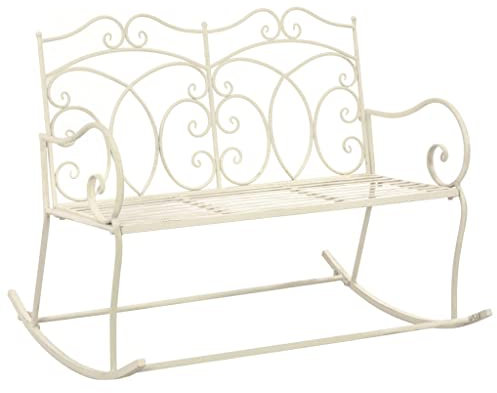 ZQQLVOO Balkon gartenmöbel Bank, Gartenmöbel,Veranda Dekoration,Gartenbank 104 cm Eisen Antik Wei?,Veranda,einfach zu montieren, eine Gute Wahl für den kommenden Sommer