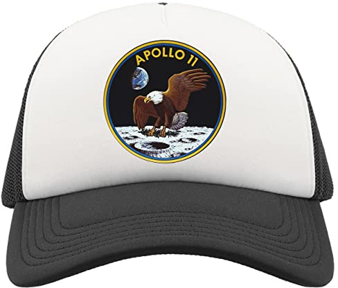 Apollo 11 American Bald Eagle Moon Mission Atmungsaktive Unisex-Half-Mesh-Cap-Hut-Baseballmütze Sport Active Schwarz One Size
