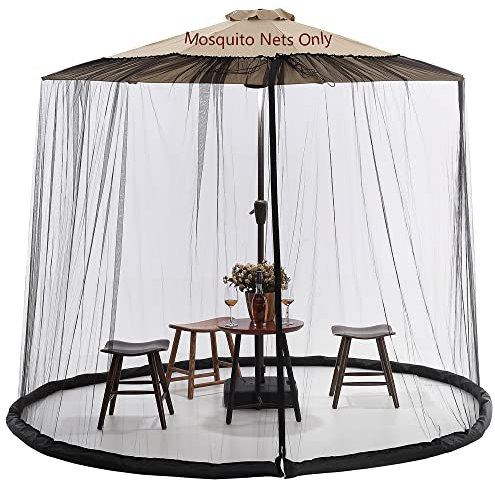 Tiimmgaal Moustiquaire pour Parasol de terrasse - Tente à Suspendre en Polyester (moustiquaire Uniquement) (2,7 m)