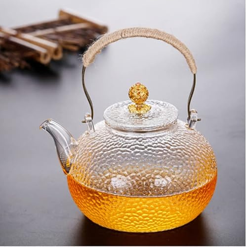 Jauhmui Caraffa in vetro con colino, 900 ml, resistente al calore, colore giallo