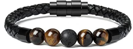 VCCWYQK Kremation Schmuck Lava Stein Urne Armband für Asche für Frauen Männer Chakra Healing Balancing Echtes Leder Memorial Armbänder